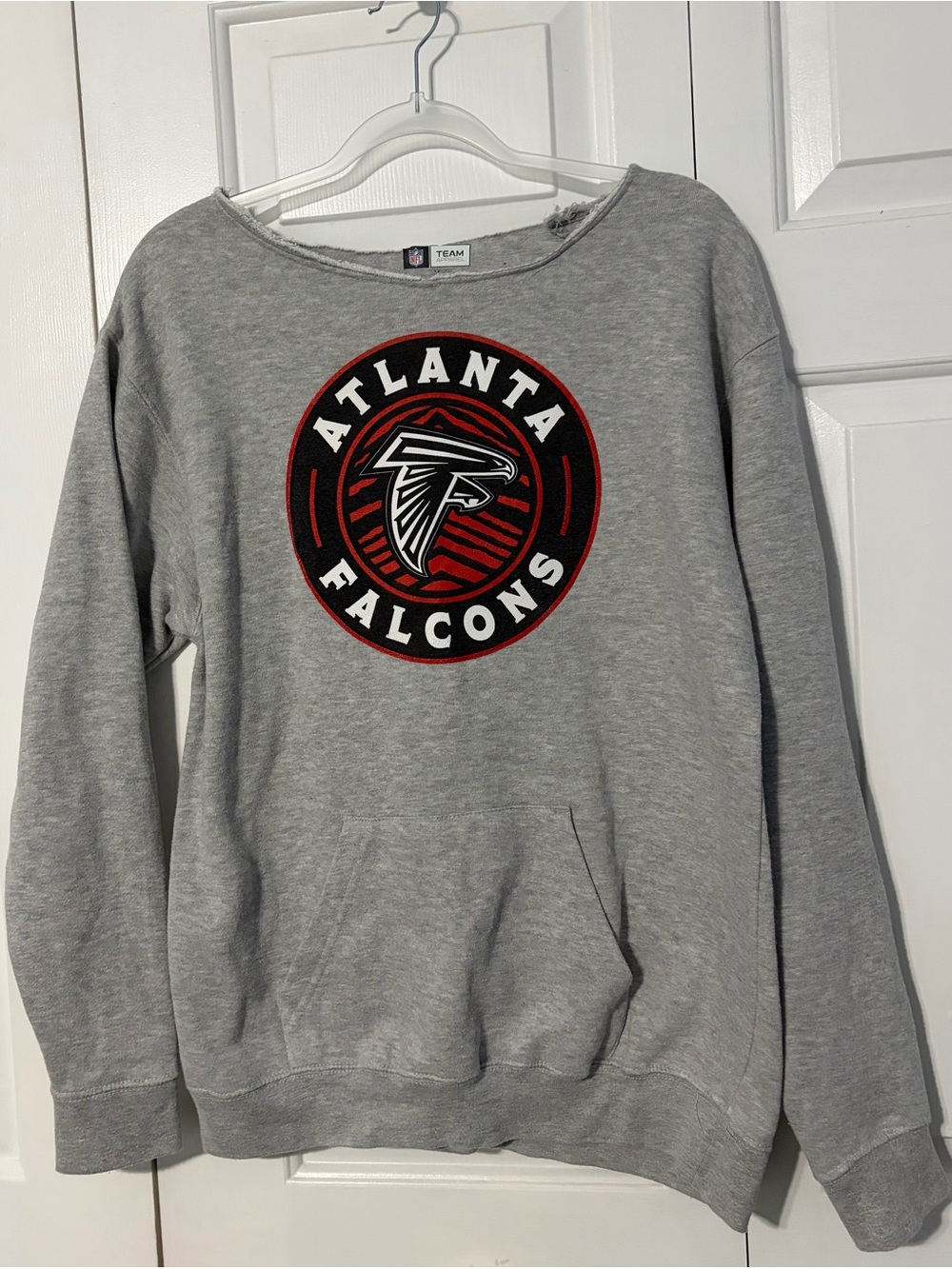 NFL Team Apparel Gray Crewneck Sweatshirt with Black, Red and White Crest